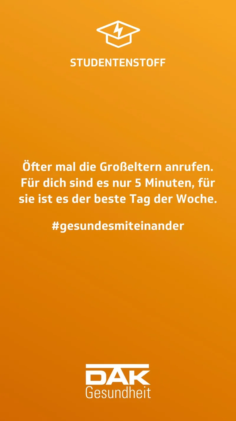 DAK-Gesundheit: Motiv 1 der Image-Kampagne auf Studentenstoff