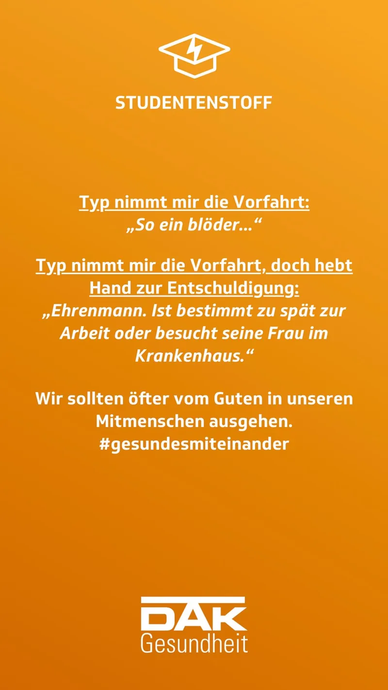 DAK-Gesundheit: Motiv 2 der Image-Kampagne auf Studentenstoff