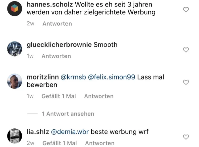 Instagram-Kommentare von Studierenden zur Deutsche Flugsicherung-Kampagne auf Studentenstoff
