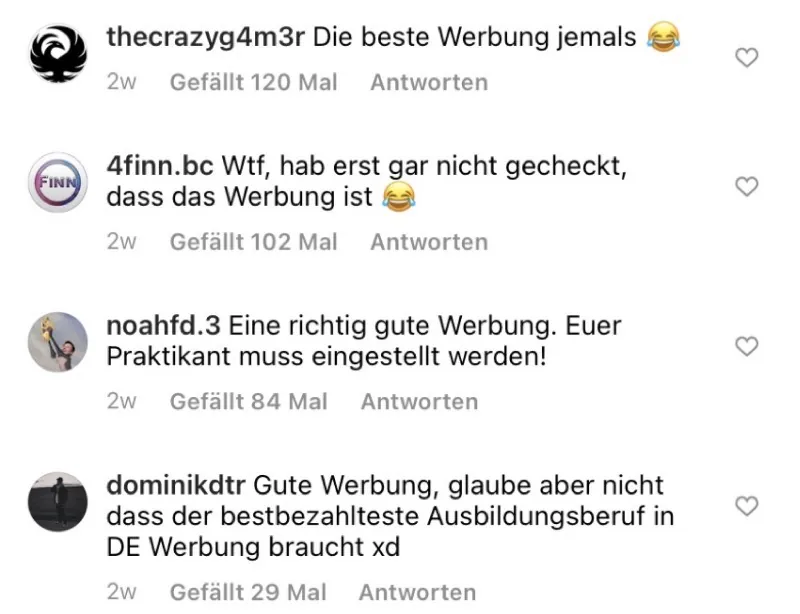 Instagram-Kommentare von Studierenden zur Deutsche Flugsicherung-Kampagne auf Studentenstoff