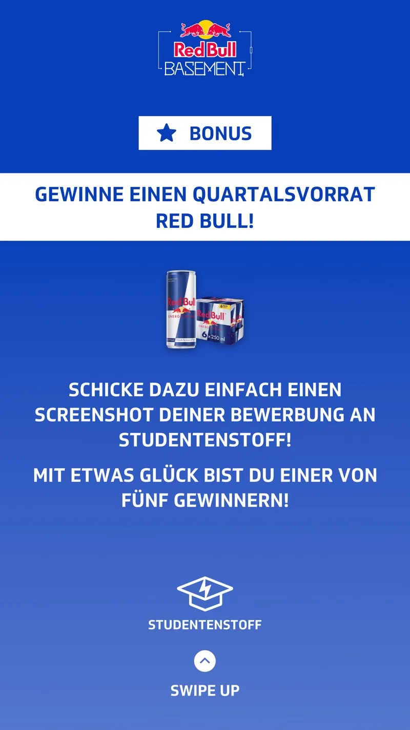 Red Bull: Motiv 5 der Awareness-Kampagne auf Studentenstoff