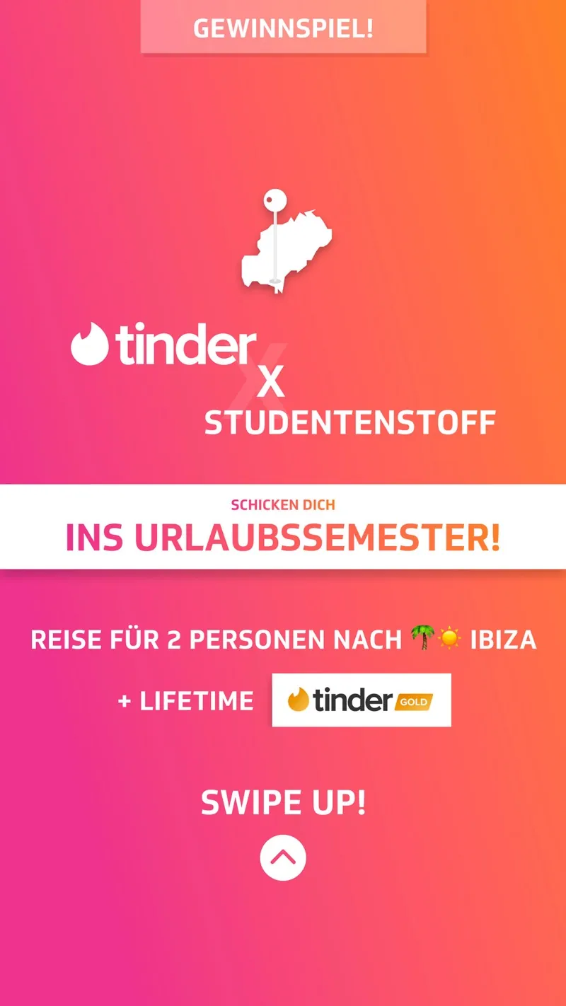 Tinder Germany: Motiv 5 der Image-Kampagne auf Studentenstoff