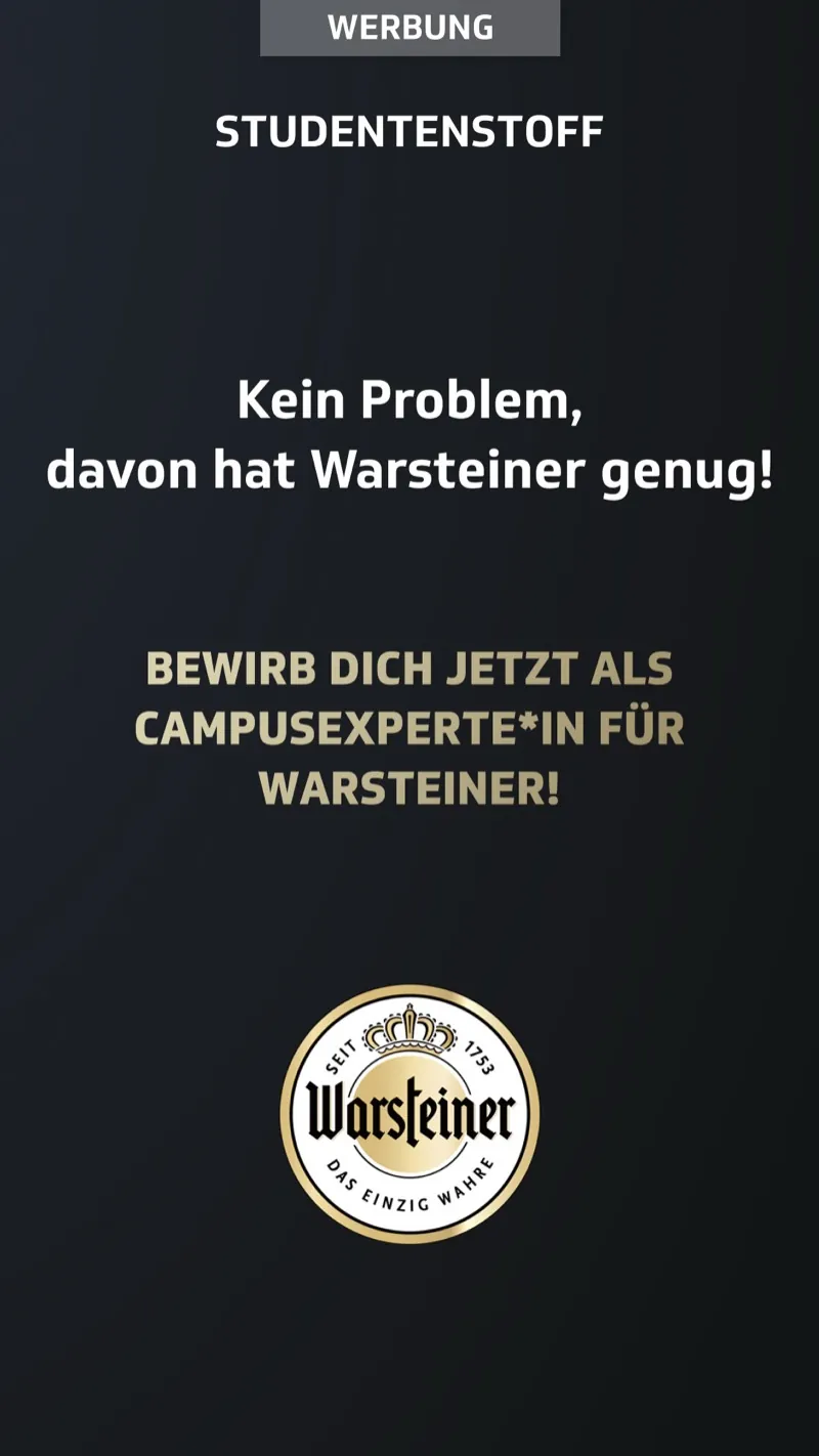 Warsteiner: Motiv 4 der Recruiting-Kampagne auf Studentenstoff